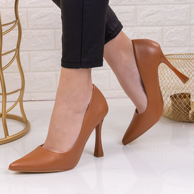Дамски обувки на ток Olga - Camel