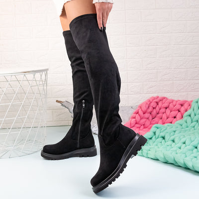 Дамски чизми на нисък ток Palmina - Black