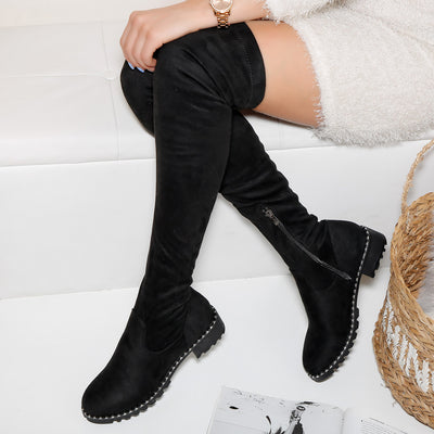 Дамски чизми на нисък ток Mikaela - Black