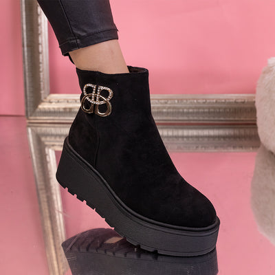 Дамски боти на платформа Odesa - Black