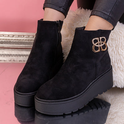 Дамски боти на платформа Odesa - Black