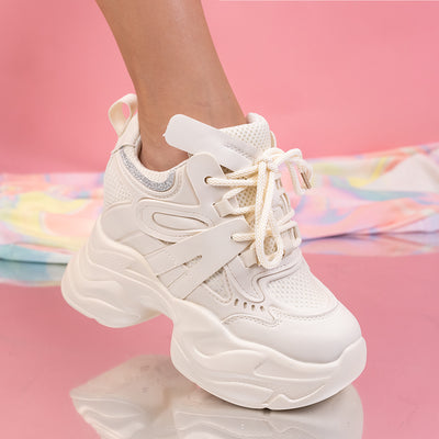Дамски кецове на платформа Olanda - Beige