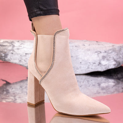 Дамски боти на ток Odeya - Nude