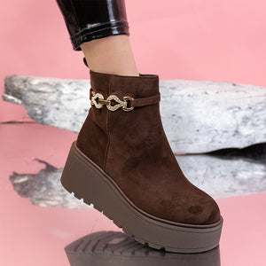 Дамски бoти на платформа Nadira - Brown