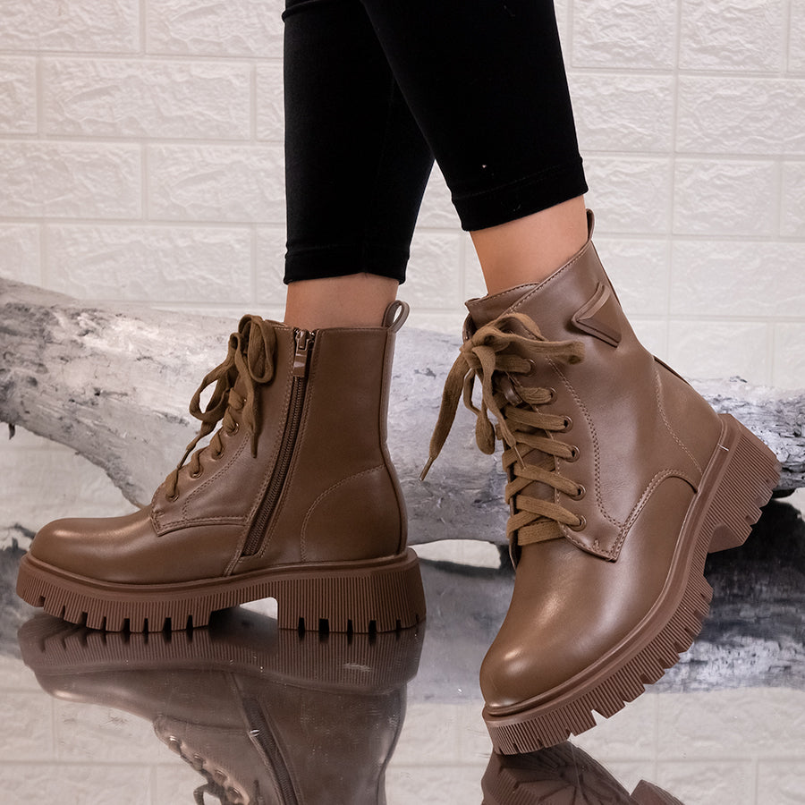 Дамски боти Azila - Khaki Leather