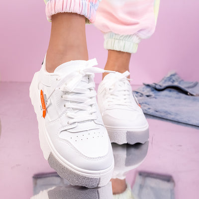 Дамски кецове Magda - White/Orange