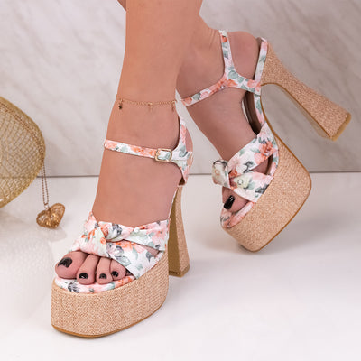 Дамски сандали на ток Avona - Pink