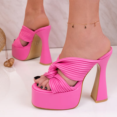 Дамски чехли на ток Helena - Pink