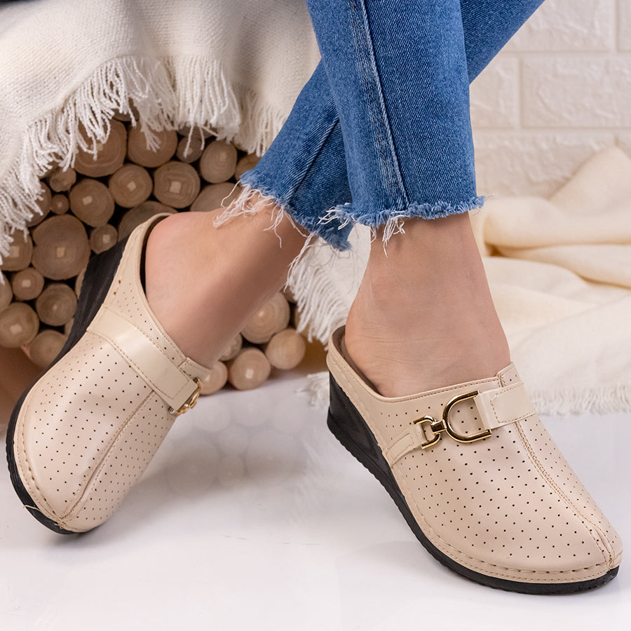 Дамски чехли на платформа Dulce - Beige