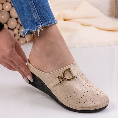 Дамски чехли на платформа Dulce - Beige
