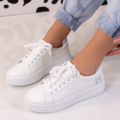 Дамски кецове Janet - White/Silver