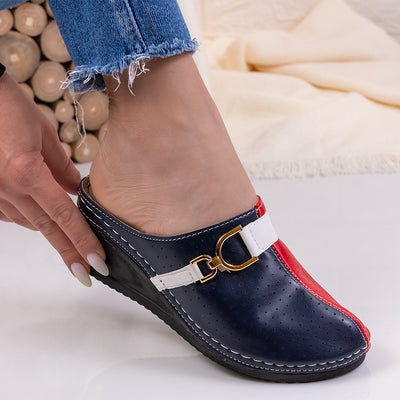 Дамски чехли на платформа Dulce - Navy