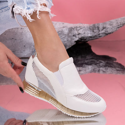Дамски кецове на платформа Kari - White