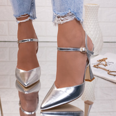 Дамски обувки на ток Ofeliya - Silver