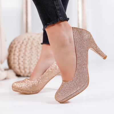 Дамски обувки на ток Dorotea - Gold