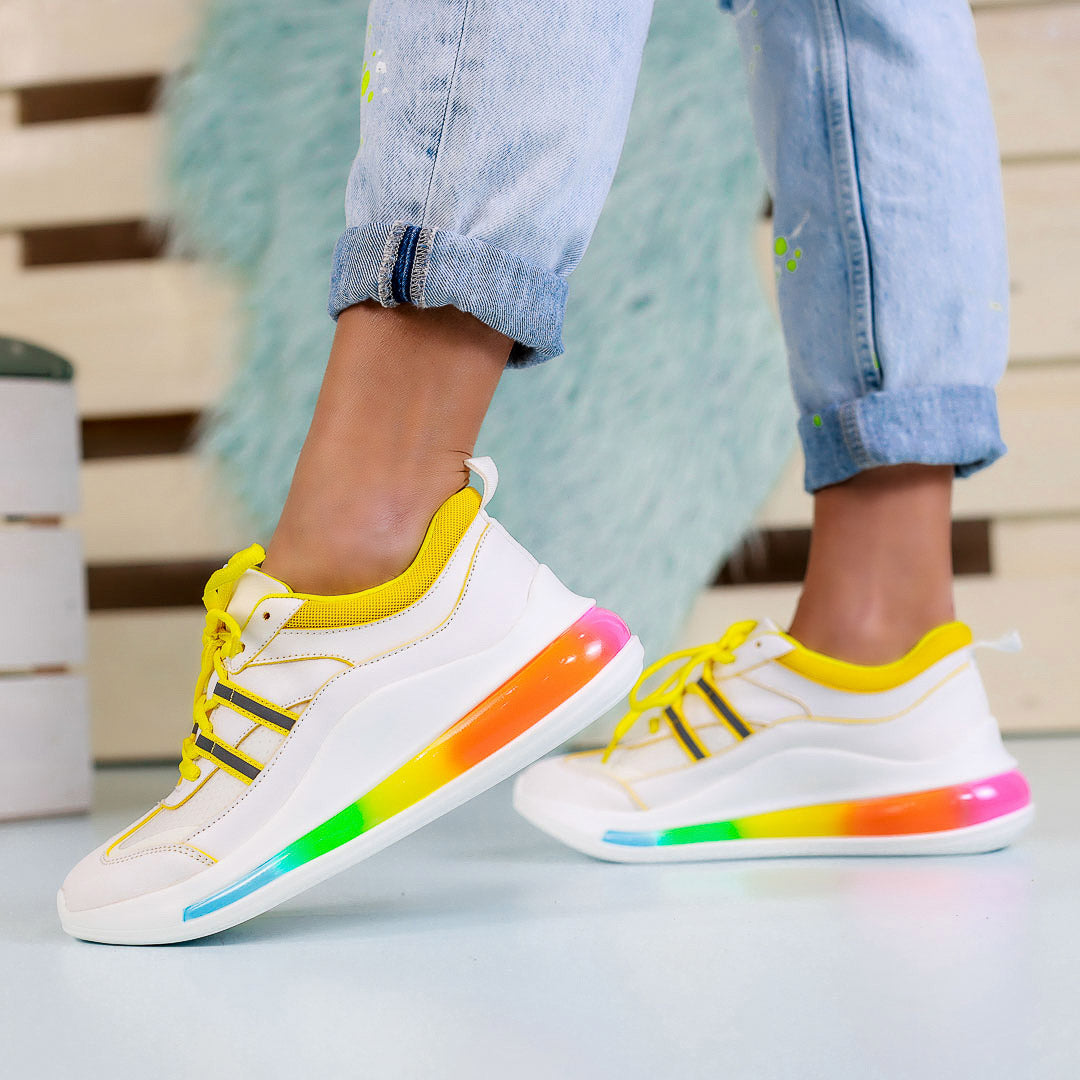 Дамски маратонки Feel - White/Yellow