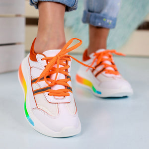 Дамски маратонки Feel - White/Orange