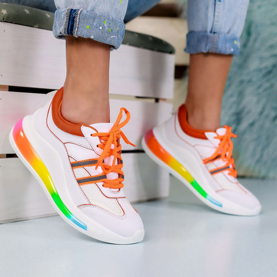Дамски маратонки Feel - White/Orange