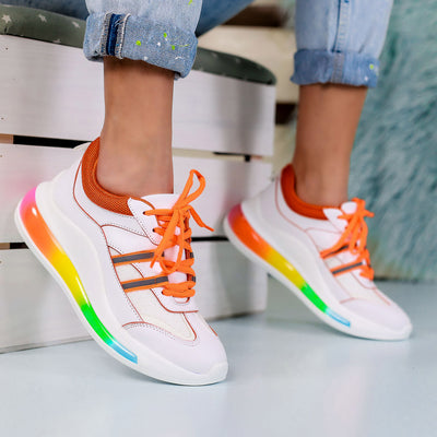 Дамски маратонки Feel - White/Orange