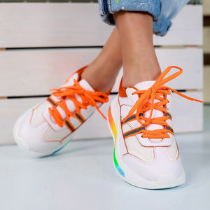 Дамски маратонки Feel - White/Orange