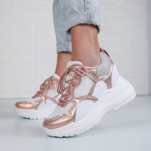 Дамски кецове на платформа Judit - Pink
