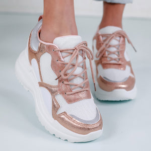 Дамски кецове на платформа Judit - Pink
