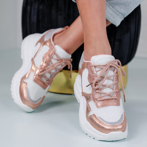 Дамски кецове на платформа Judit - Pink