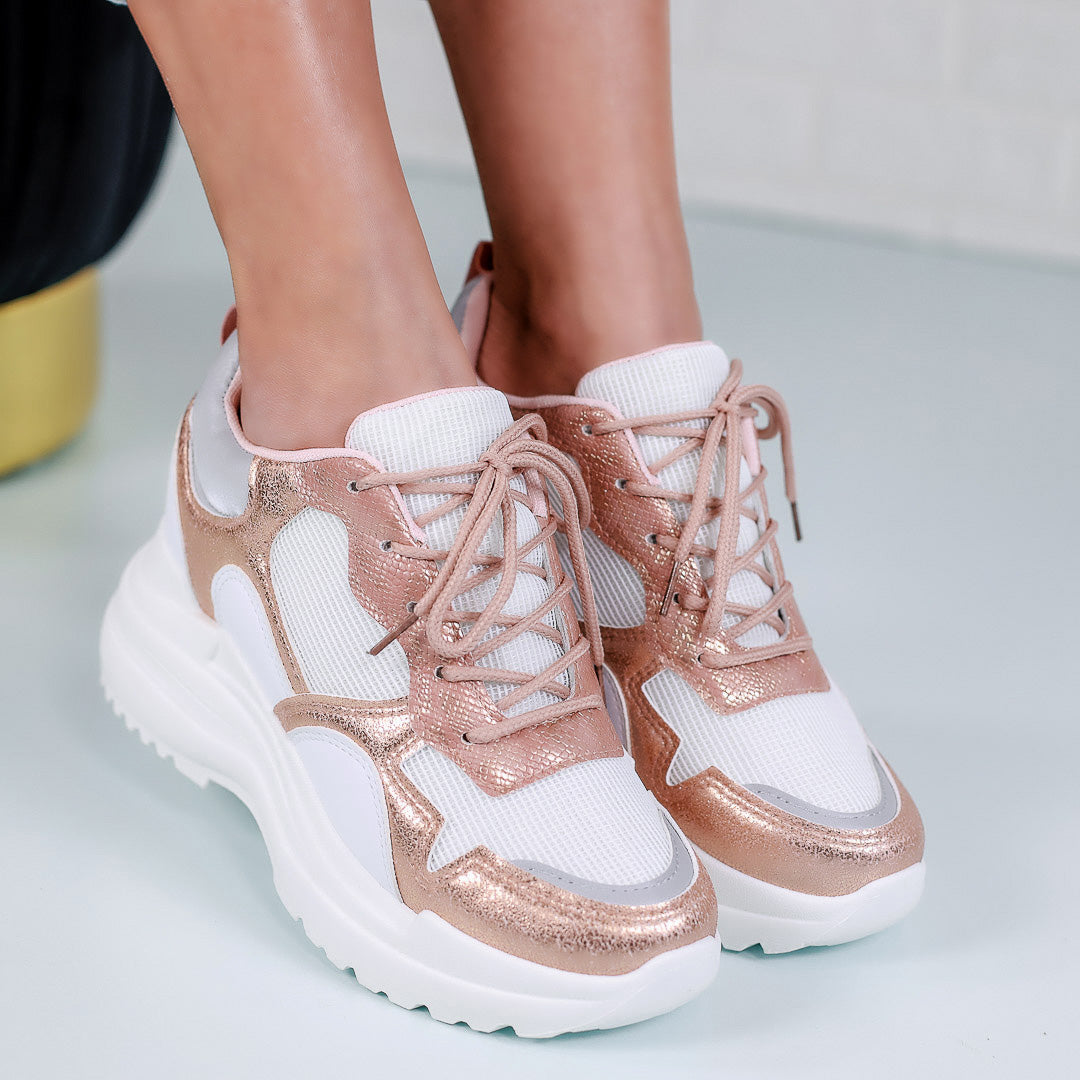 Дамски кецове на платформа Judit - Pink