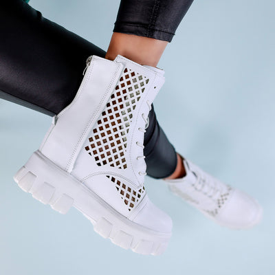 Дамски боти на платформа Sophia - White