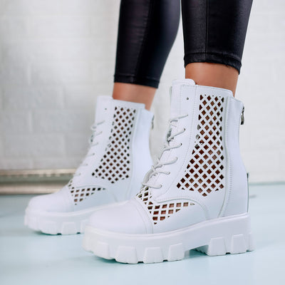 Дамски боти на платформа Sophia - White