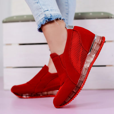 Дамски кецове на платформа Kari - Red