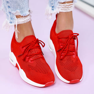 Дамски кецове на платформа Rozali - Red