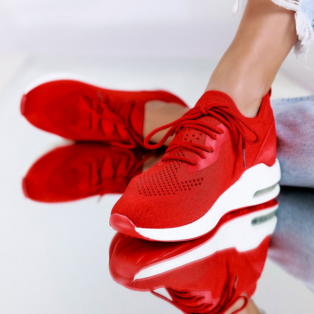 Дамски кецове на платформа Rozali - Red