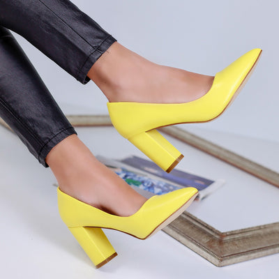 Дамски обувки на ток Serenity - Yellow