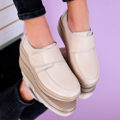 Дамски обувки на платформа Olia - Beige