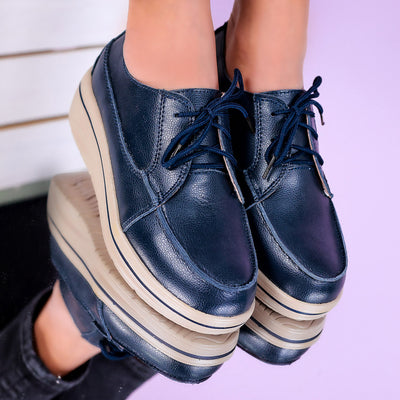 Дамски обувки на платформа Oksana - Navy