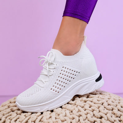 Дамски кецове на платформа Kadena - White