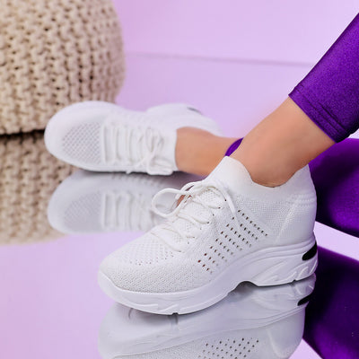 Дамски кецове на платформа Kadena - White