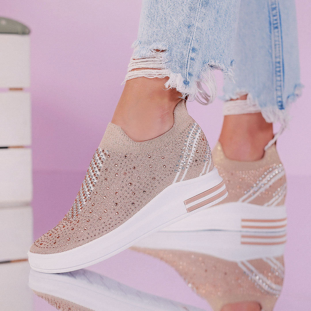 Дамски кецове на платформа Ramina - Pink