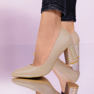 Дамски обувки на ток Mirian - Beige
