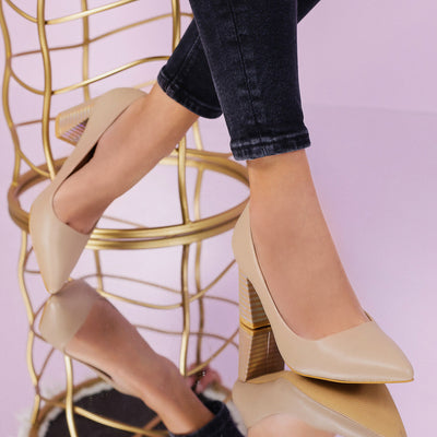 Дамски обувки на ток Mirian - Beige