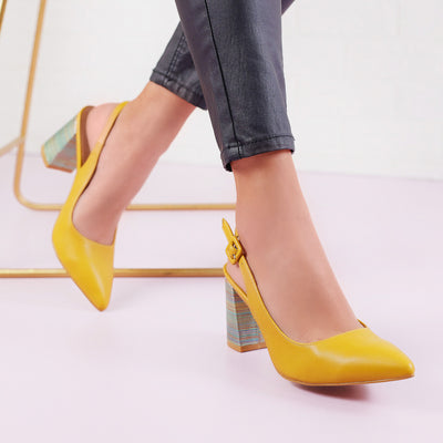 Дамски обувки на ток Milana - Yellow