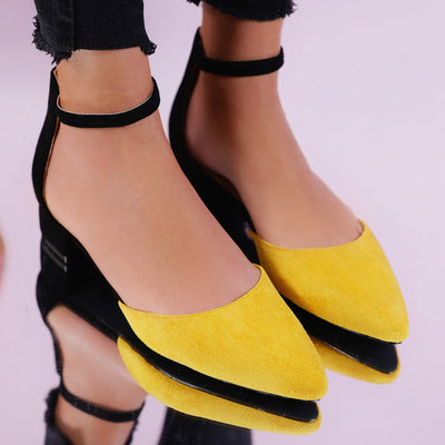 Дамски сандали на ток Ariah - Yellow