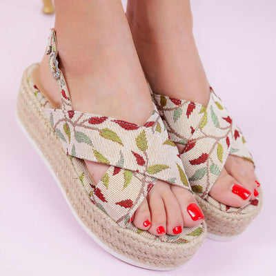 Дамски сандали на платформа Adrina - Beige