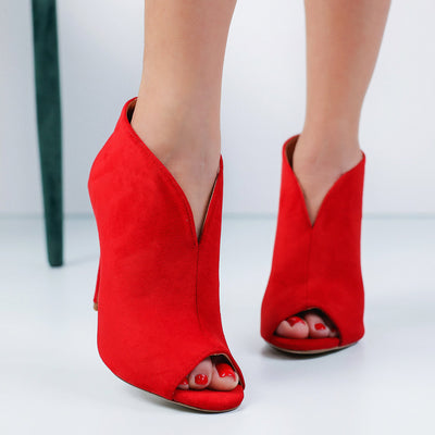 Дамски сандали на ток Jolie - Red