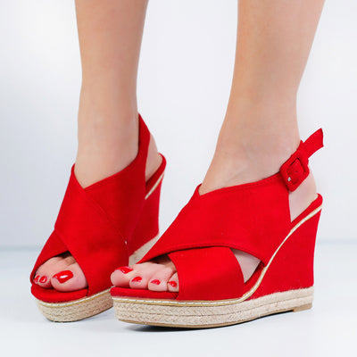 Дамски сандали на платформа Alis - Red