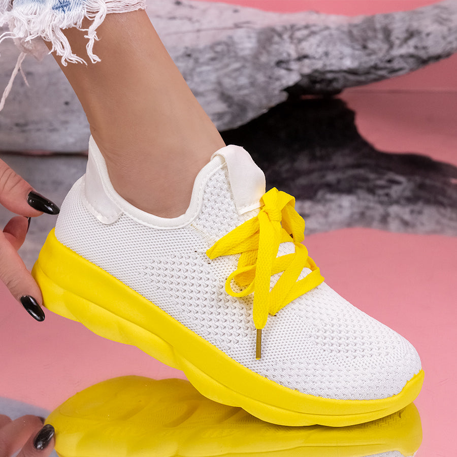 Дамски маратонки Yvone - White/Yellow
