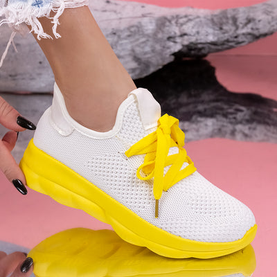 Дамски маратонки Yvone - White/Yellow