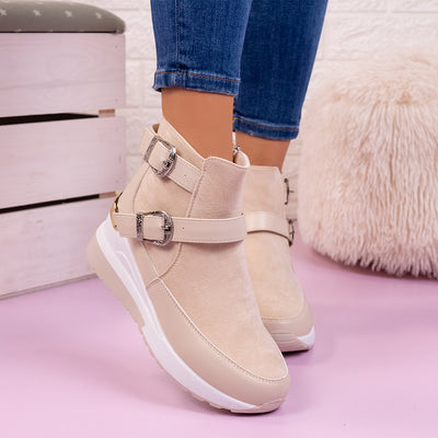 Дамски боти на платформа Kandis - Beige