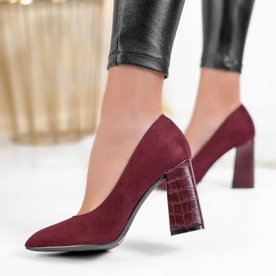 Дамски обувки на ток Dolly - Bordo